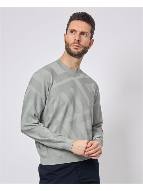 Maglione uomo AX girocollo in lettering jacquard ARMANI EXCHANGE | XM000708-AF10454F8039